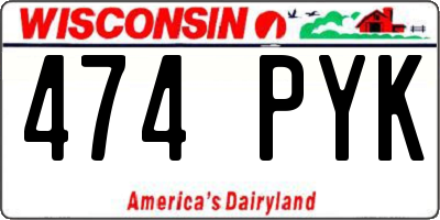 WI license plate 474PYK