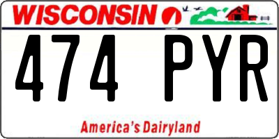 WI license plate 474PYR