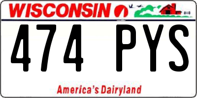WI license plate 474PYS
