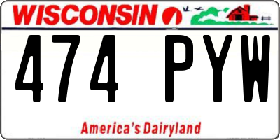 WI license plate 474PYW