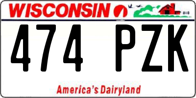 WI license plate 474PZK