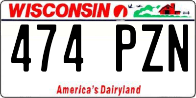 WI license plate 474PZN
