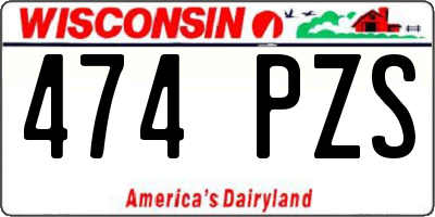 WI license plate 474PZS