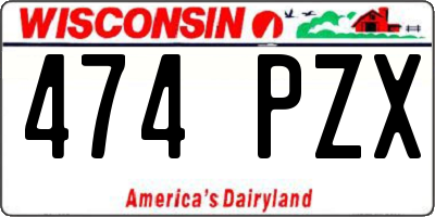 WI license plate 474PZX