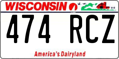 WI license plate 474RCZ