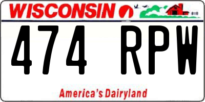 WI license plate 474RPW