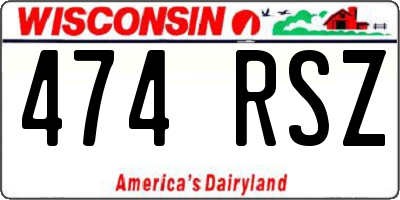 WI license plate 474RSZ
