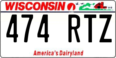 WI license plate 474RTZ