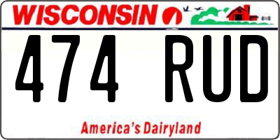 WI license plate 474RUD