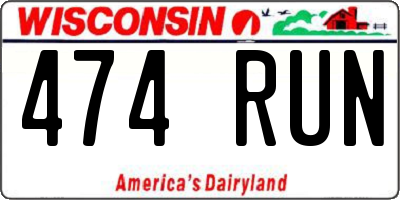 WI license plate 474RUN