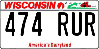 WI license plate 474RUR