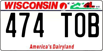 WI license plate 474TOB