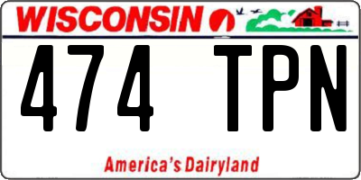 WI license plate 474TPN