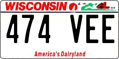 WI license plate 474VEE