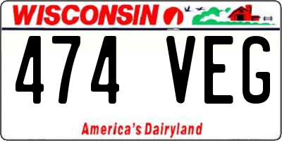 WI license plate 474VEG
