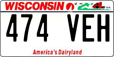 WI license plate 474VEH