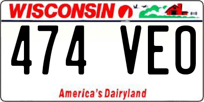 WI license plate 474VEO