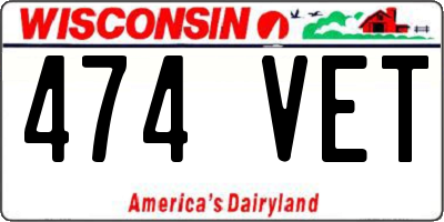 WI license plate 474VET