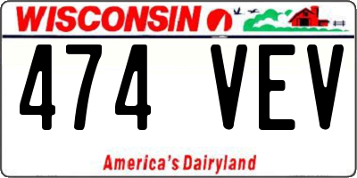 WI license plate 474VEV