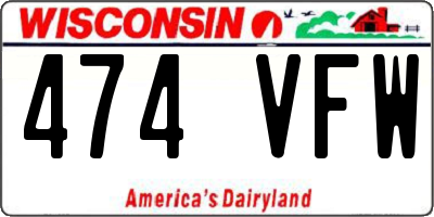 WI license plate 474VFW