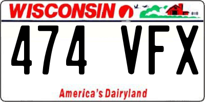 WI license plate 474VFX