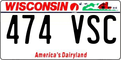 WI license plate 474VSC