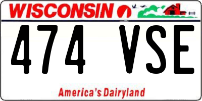 WI license plate 474VSE