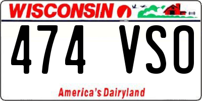 WI license plate 474VSO