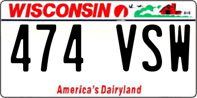 WI license plate 474VSW