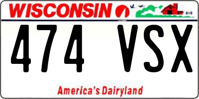 WI license plate 474VSX