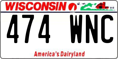WI license plate 474WNC