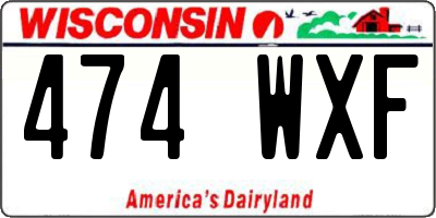 WI license plate 474WXF