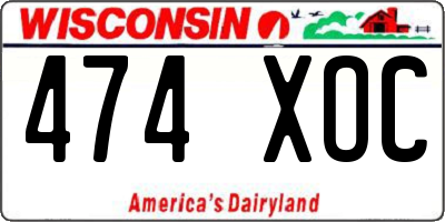 WI license plate 474XOC