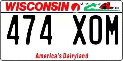 WI license plate 474XOM