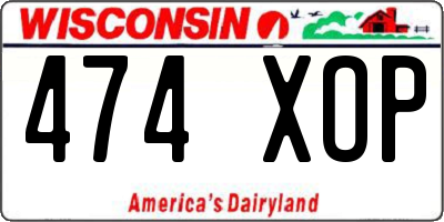 WI license plate 474XOP