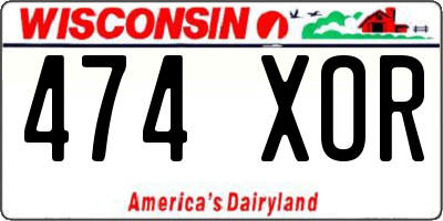 WI license plate 474XOR