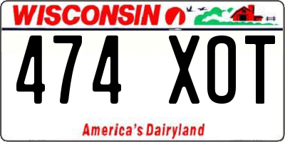 WI license plate 474XOT