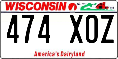 WI license plate 474XOZ