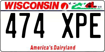WI license plate 474XPE