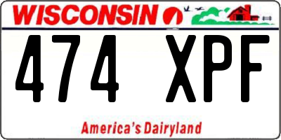 WI license plate 474XPF
