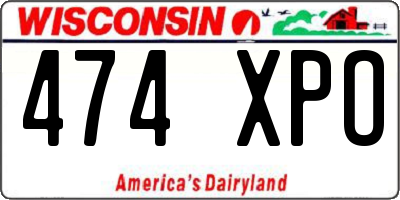 WI license plate 474XPO
