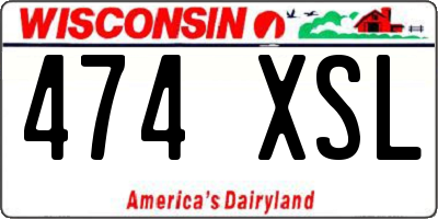 WI license plate 474XSL