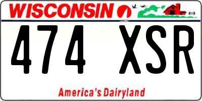 WI license plate 474XSR