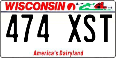 WI license plate 474XST