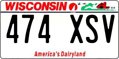 WI license plate 474XSV