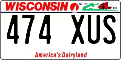 WI license plate 474XUS