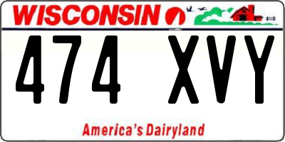 WI license plate 474XVY
