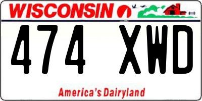 WI license plate 474XWD