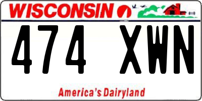 WI license plate 474XWN