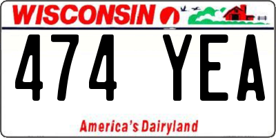 WI license plate 474YEA